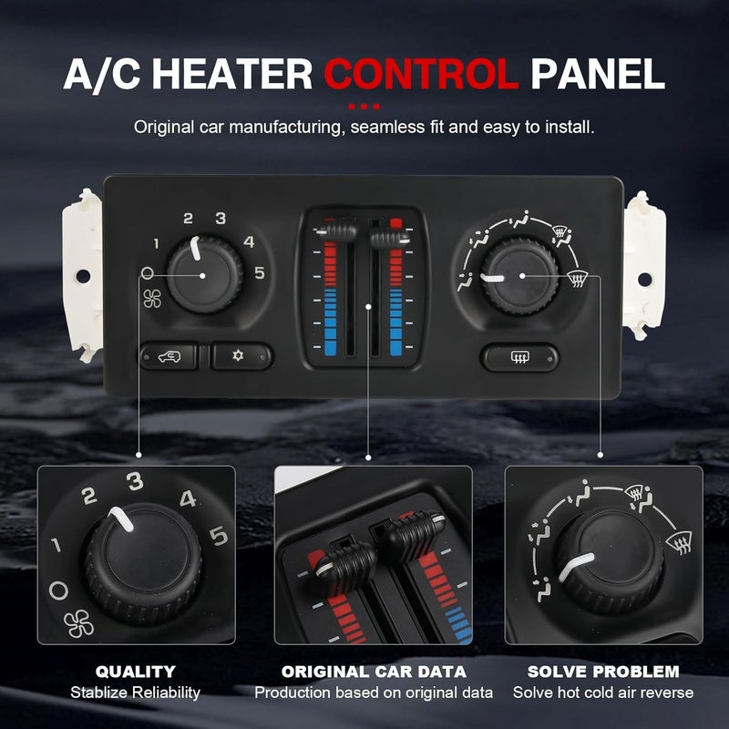 GZGN 599-210XD A/C Heater Climate Control Module Panel Switch Compatible with 02-07 Silverado Suburban Tahoe Trailblazer Avalanche Sierra Yukon Envoy Cadil Escalade Isuzu Buick Bravada OE 10370033 - Image 3